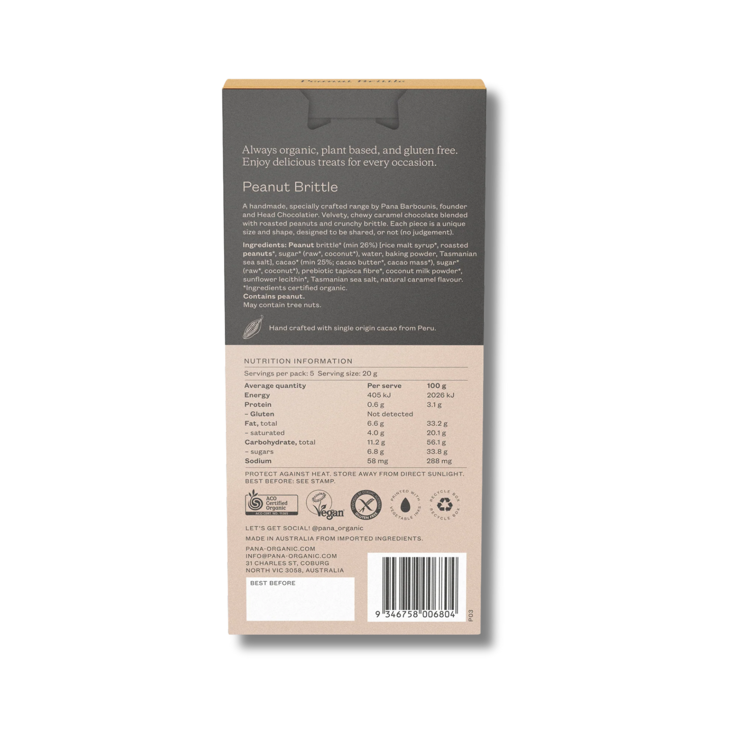 Pana Organic Thins Peanut Brittle 100g