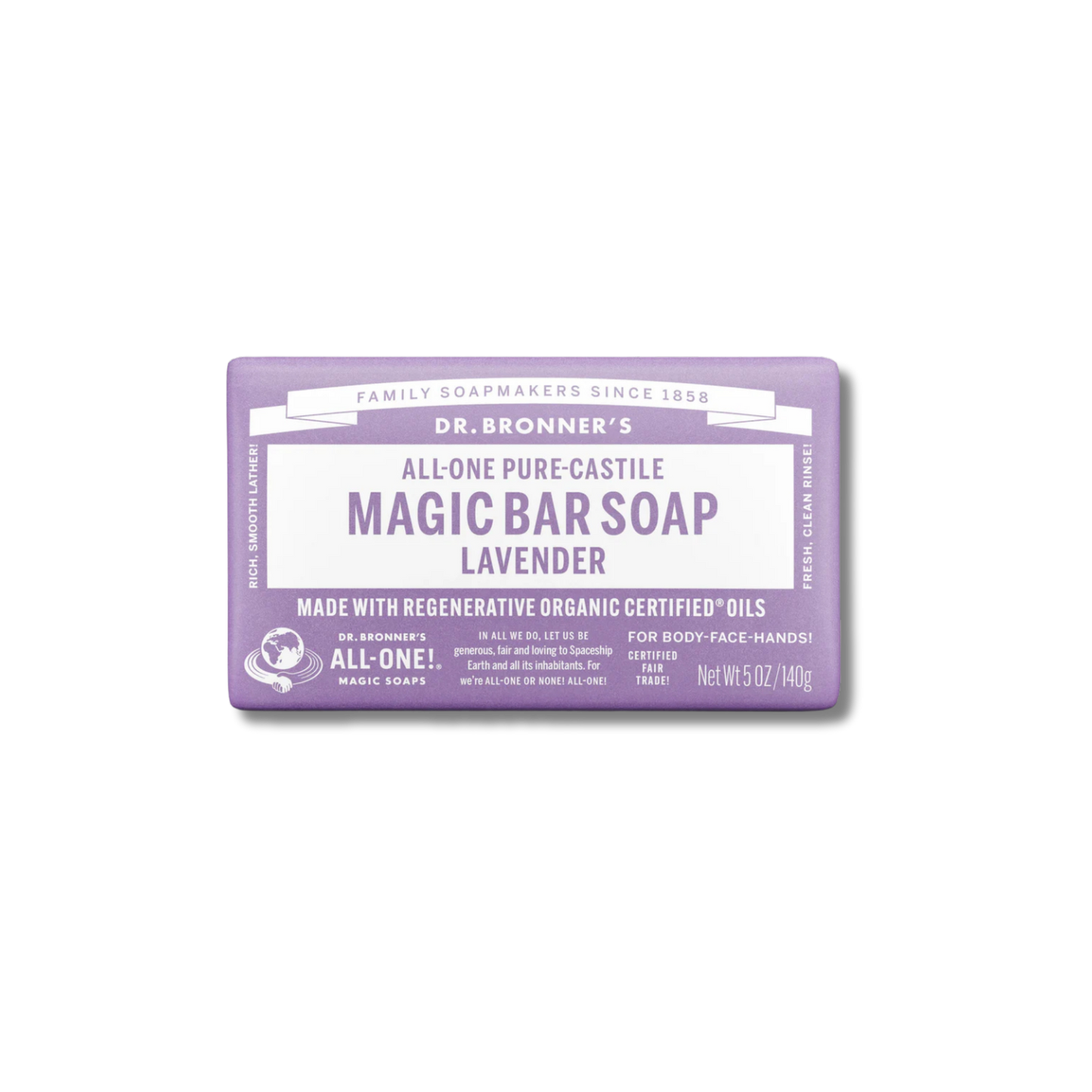 Dr. Bronner's Pure-Castile Magic Bar Soap Lavender 140g