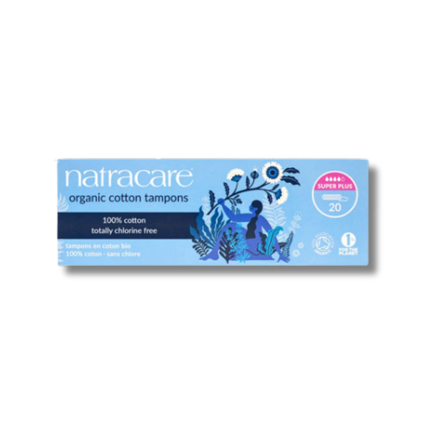 NatraCare Super Non-Applicator Organic Cotton Tampons 20 pack