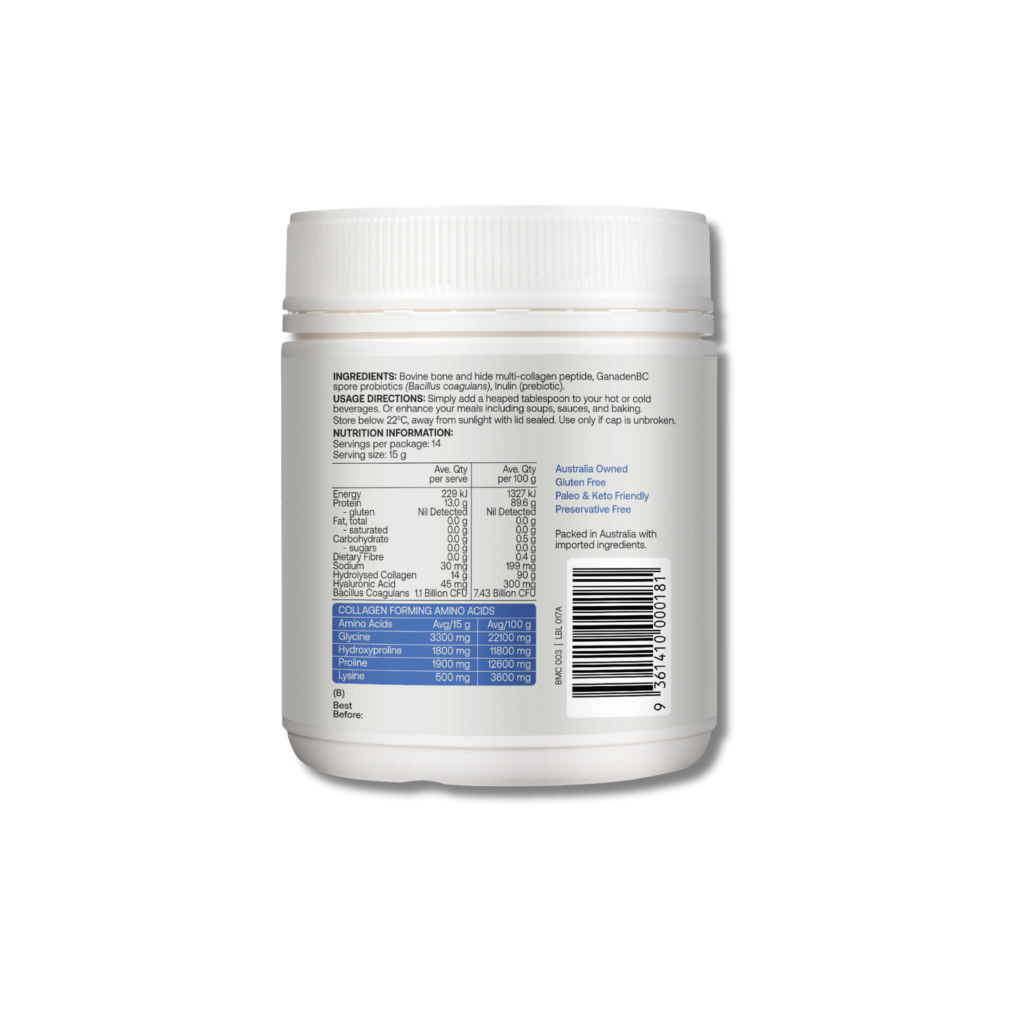Best of the Bone Multi Collagen Protein Powder Probiotic 210g