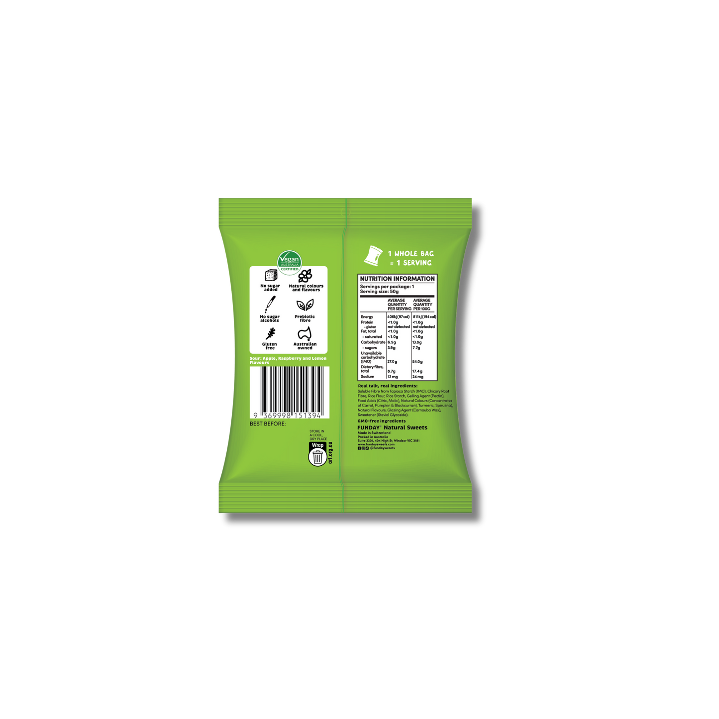 FUNDAY Sour Vegan Gummy Bears 50g