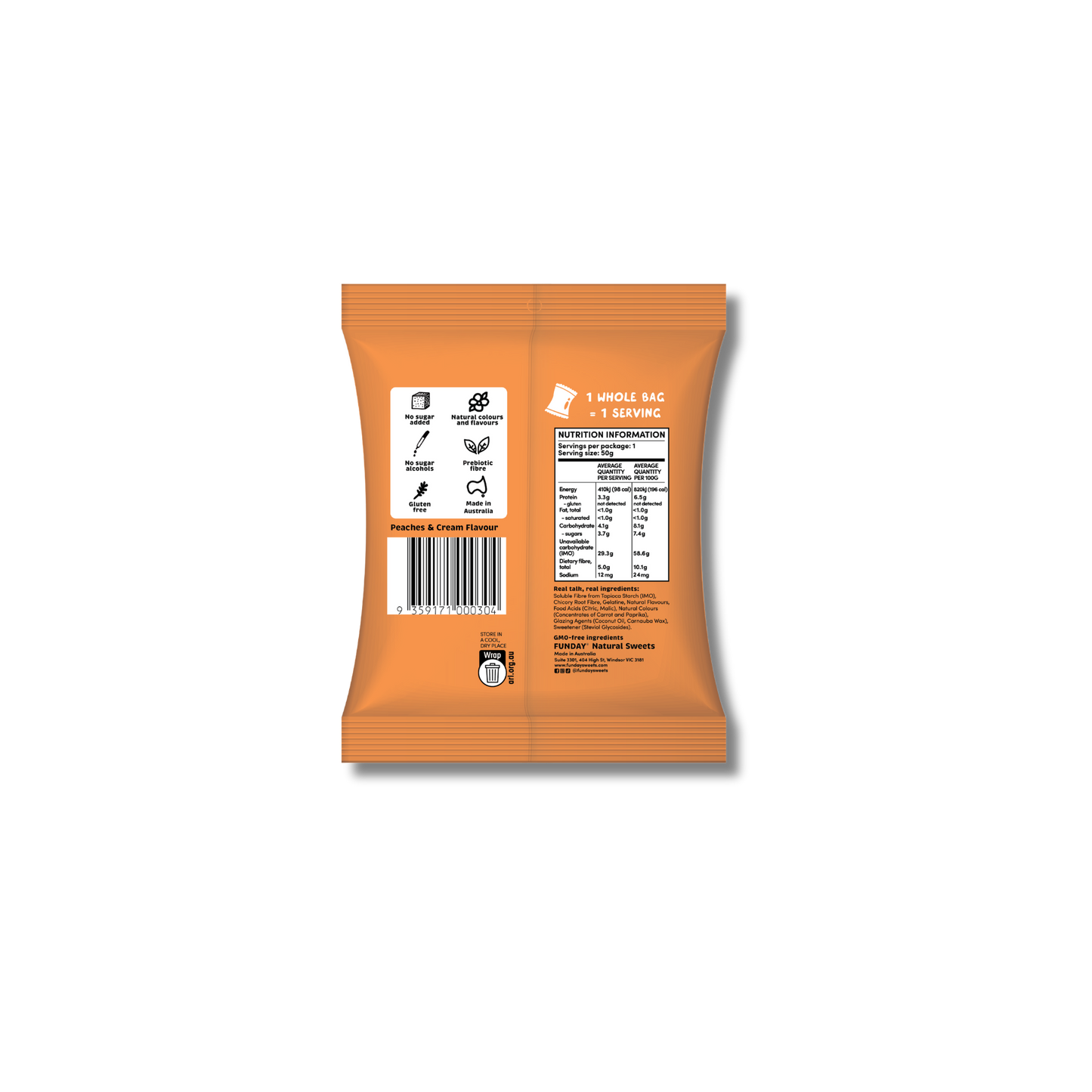 FUNDAY Peaches & Cream Flavoured Gummies 50g