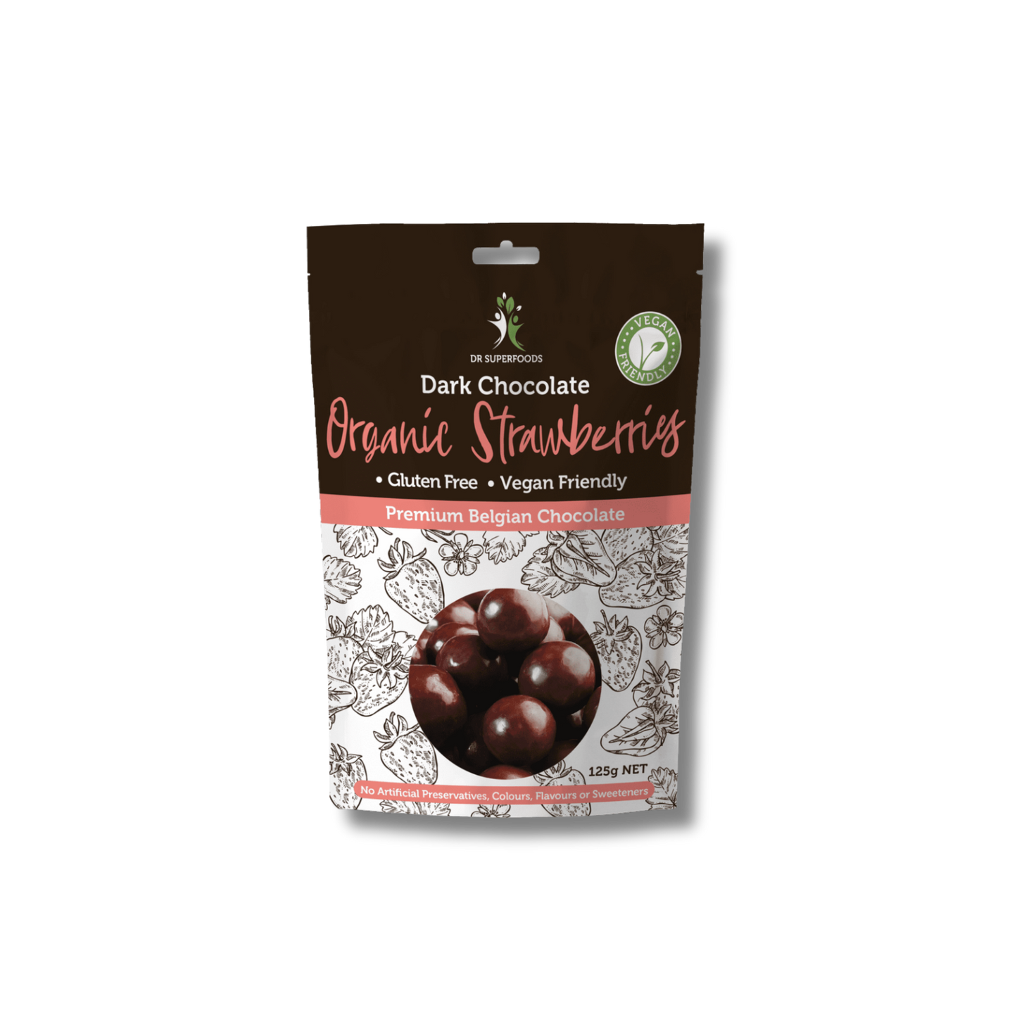 Dr Superfoods Organic Dark Chocolate Coated Strawberries 125g