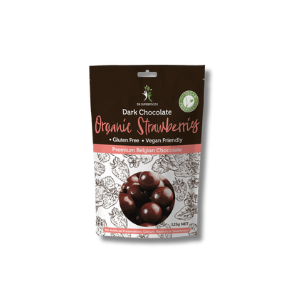 Dr Superfoods Organic Dark Chocolate Coated Strawberries 125g