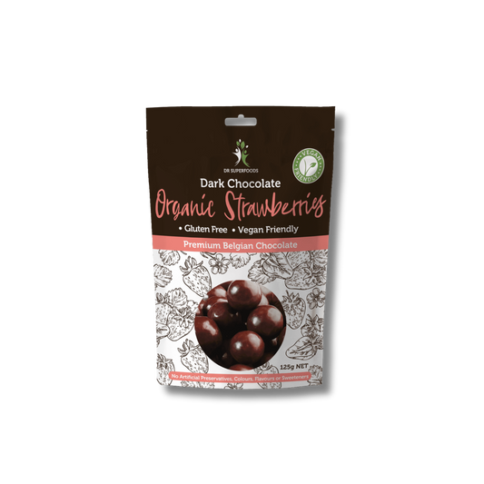 Dr Superfoods Organic Dark Chocolate Coated Strawberries 125g
