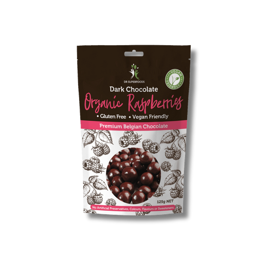 Dr Superfoods Organic Dark Chocolate Coated Raspberries 125g