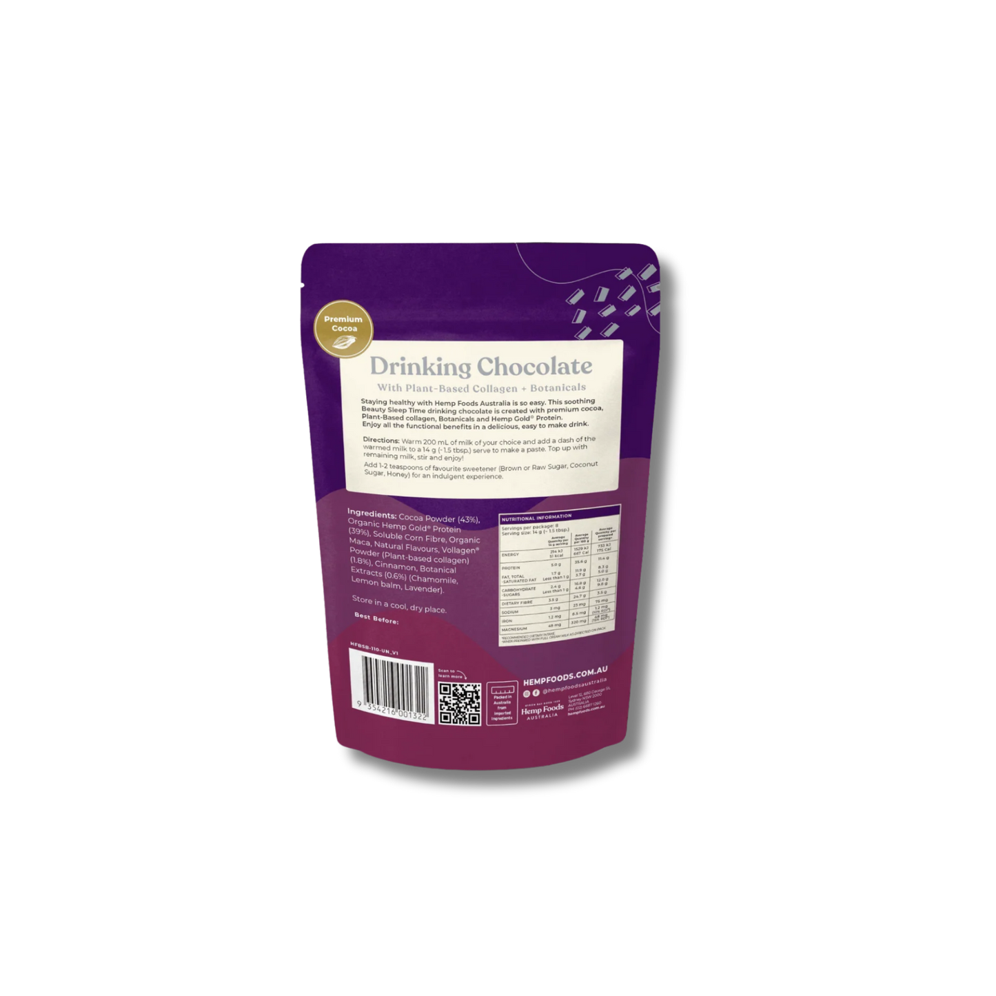 Hemp Foods Australia Drinking Chocolate Beauty & Sleep Blend - 112g