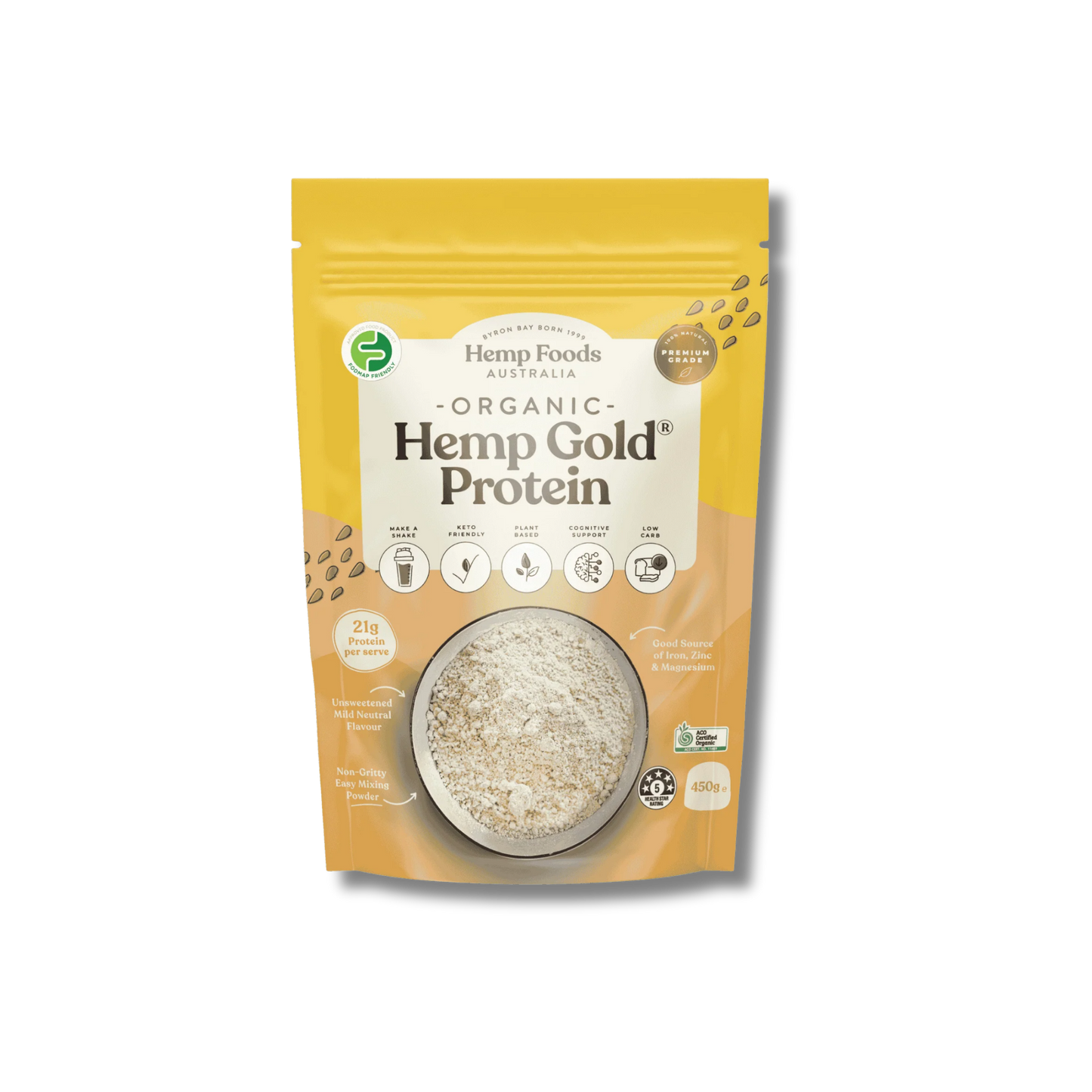 Hemp Foods Australia Organic Hemp Gold Protein Powder - 450g