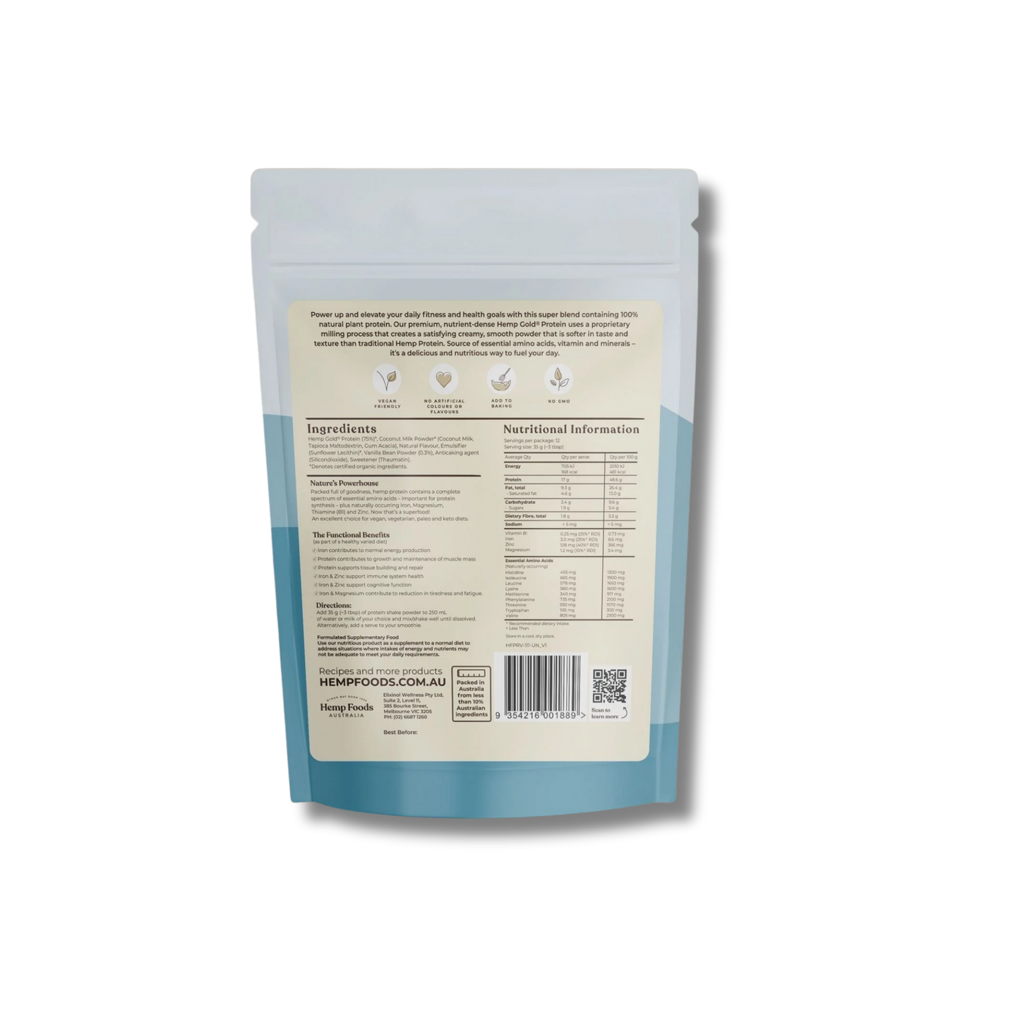 Hemp Foods Australia Vanilla Protein Shake 420g