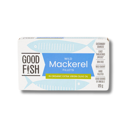 Good Fish Mackerel in Extra Virgin Organic Olive Oil 120g