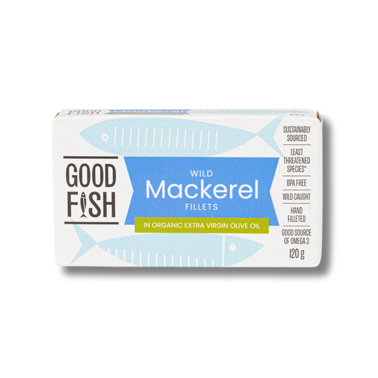 Good Fish Mackerel in Extra Virgin Organic Olive Oil 120g