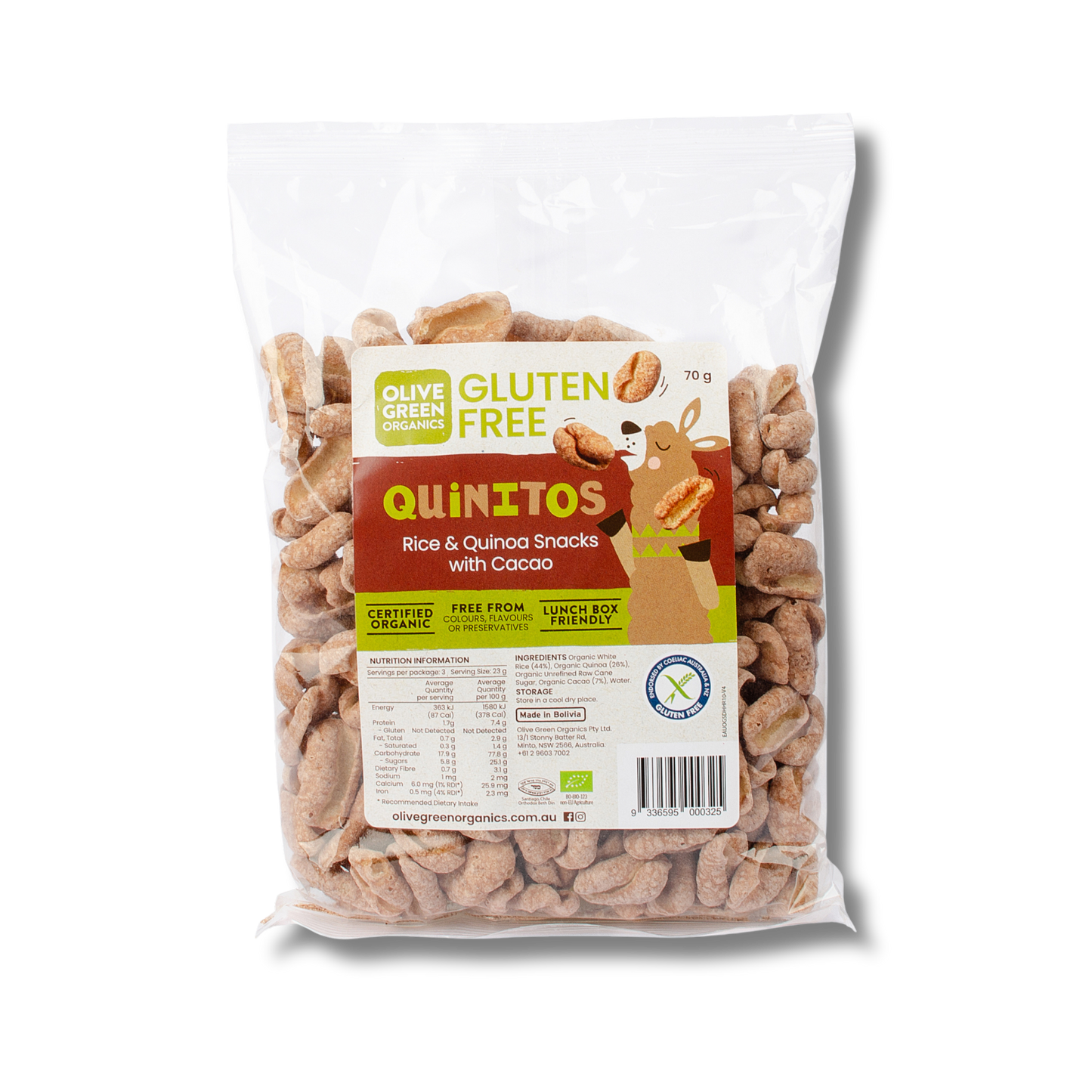 Olive Green Organics Quinitos Chocolate 70g