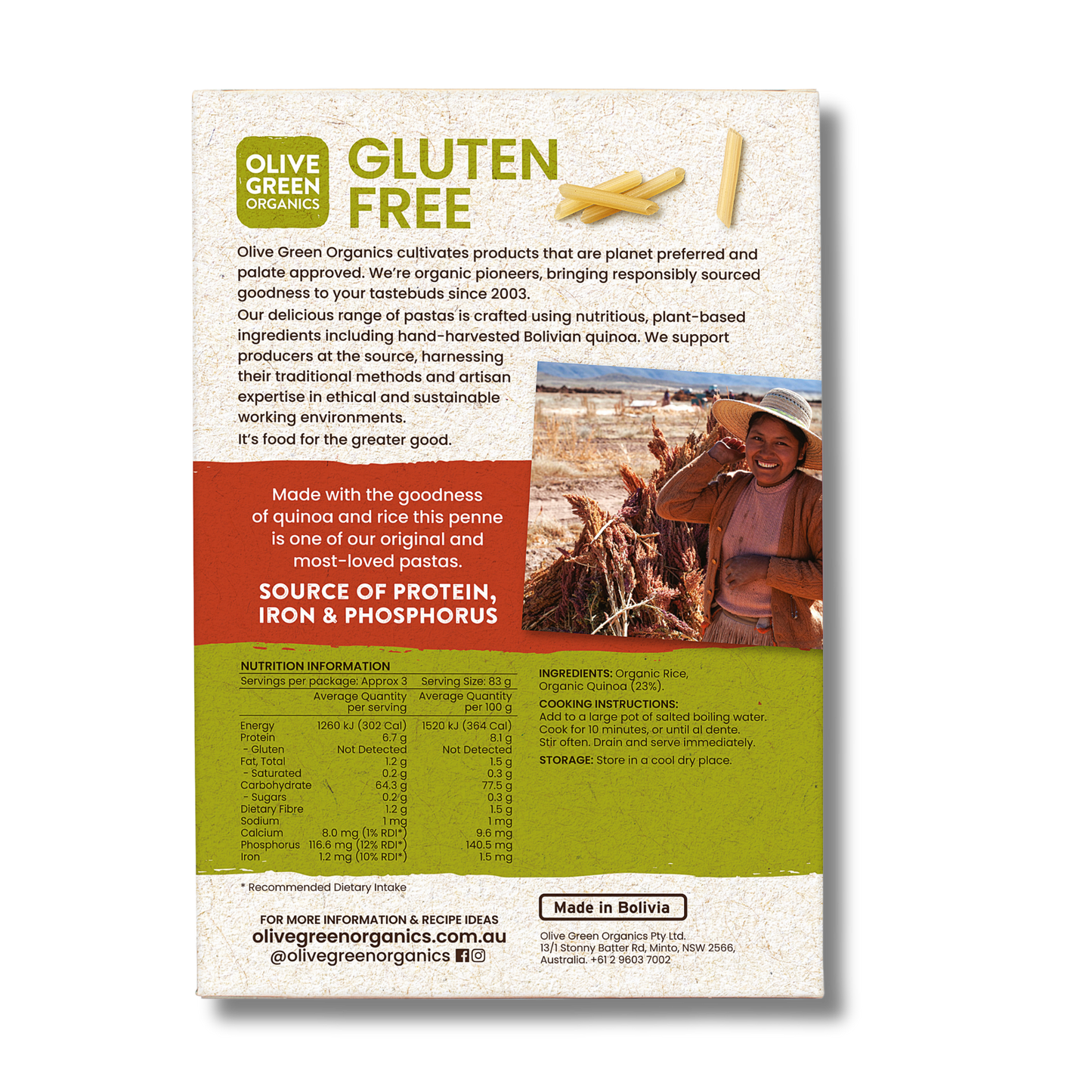 Olive Green Organics Quinoa & Rice Penne 250g