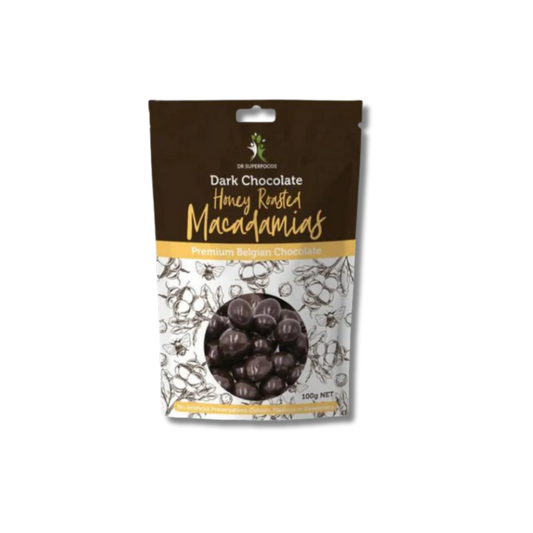 Dr Superfoods Dark Chocolate Honey Roasted Macadamias 100g