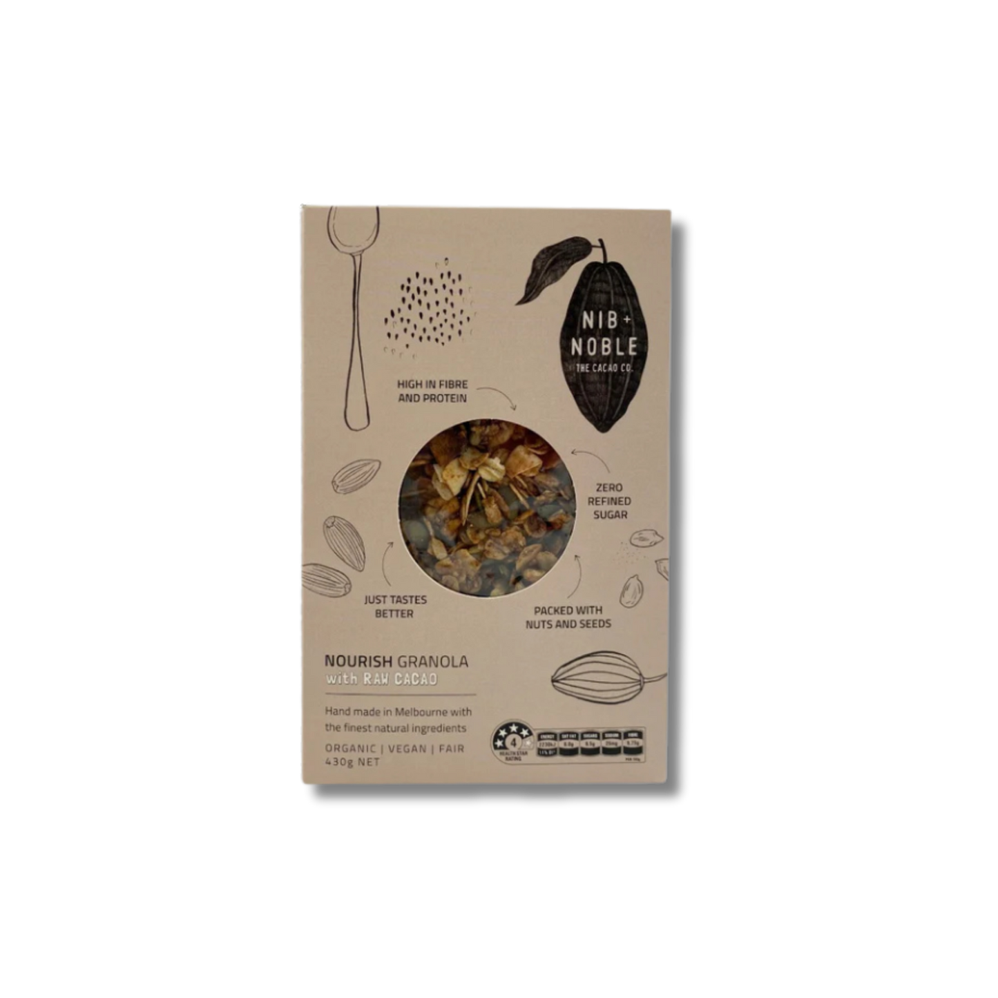 Nib + Noble Organic Nourish Granola with Raw Cacao 430g