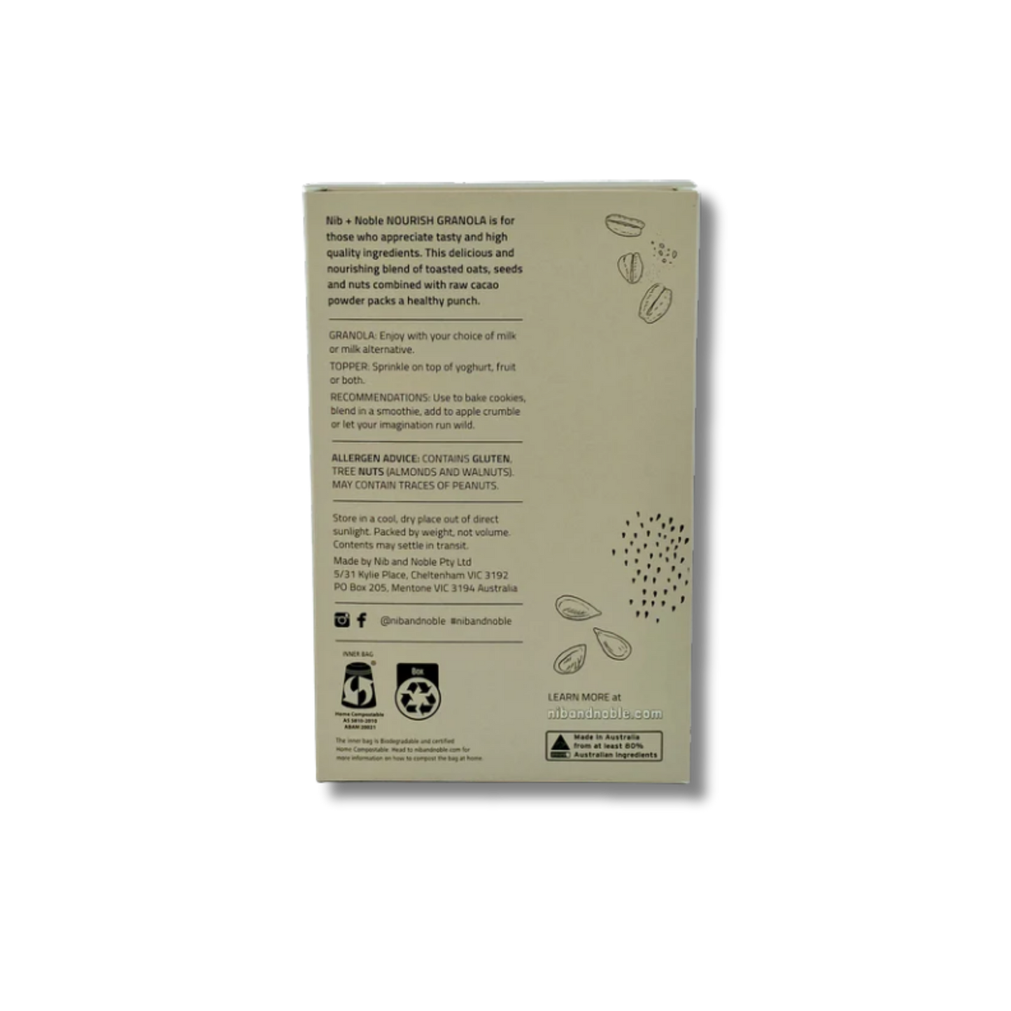 Nib + Noble Organic Nourish Granola with Raw Cacao 430g
