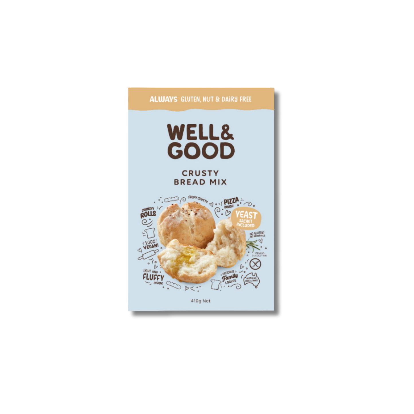Well & Good Gluten Free Crusty Bread Mix 410g