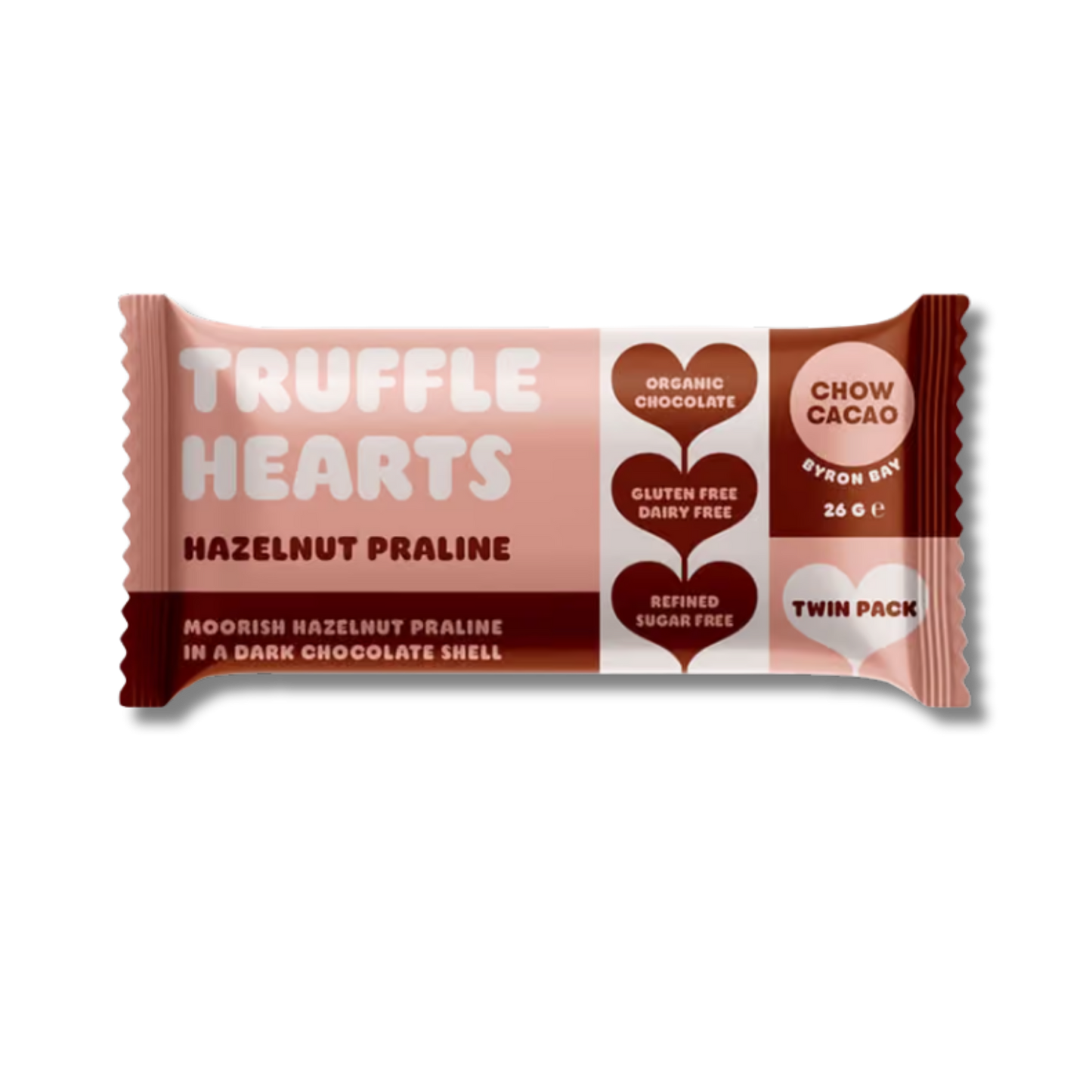 Chow Cacao Hazelnut Praline Truffle Hearts Twin Pack 26g