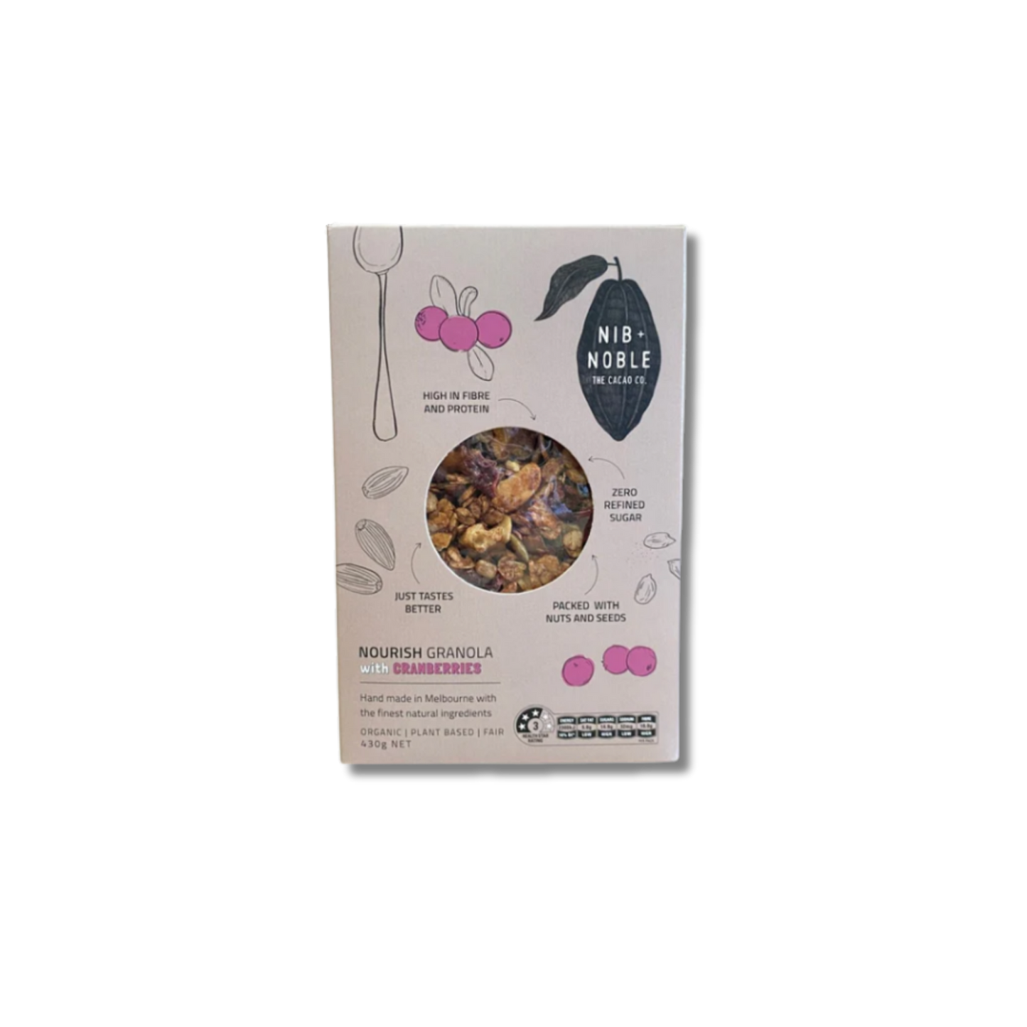 Nib + Noble Organic Nourish Granola with Cranberries 430g