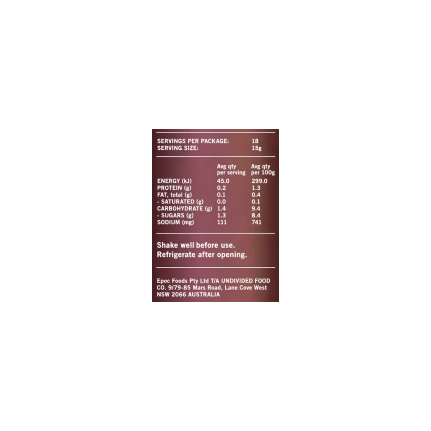 Undivided Food Co. BBQ Sauce 270g