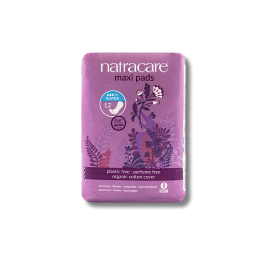 NatraCare Super Maxi Pads without wings 12 Pack